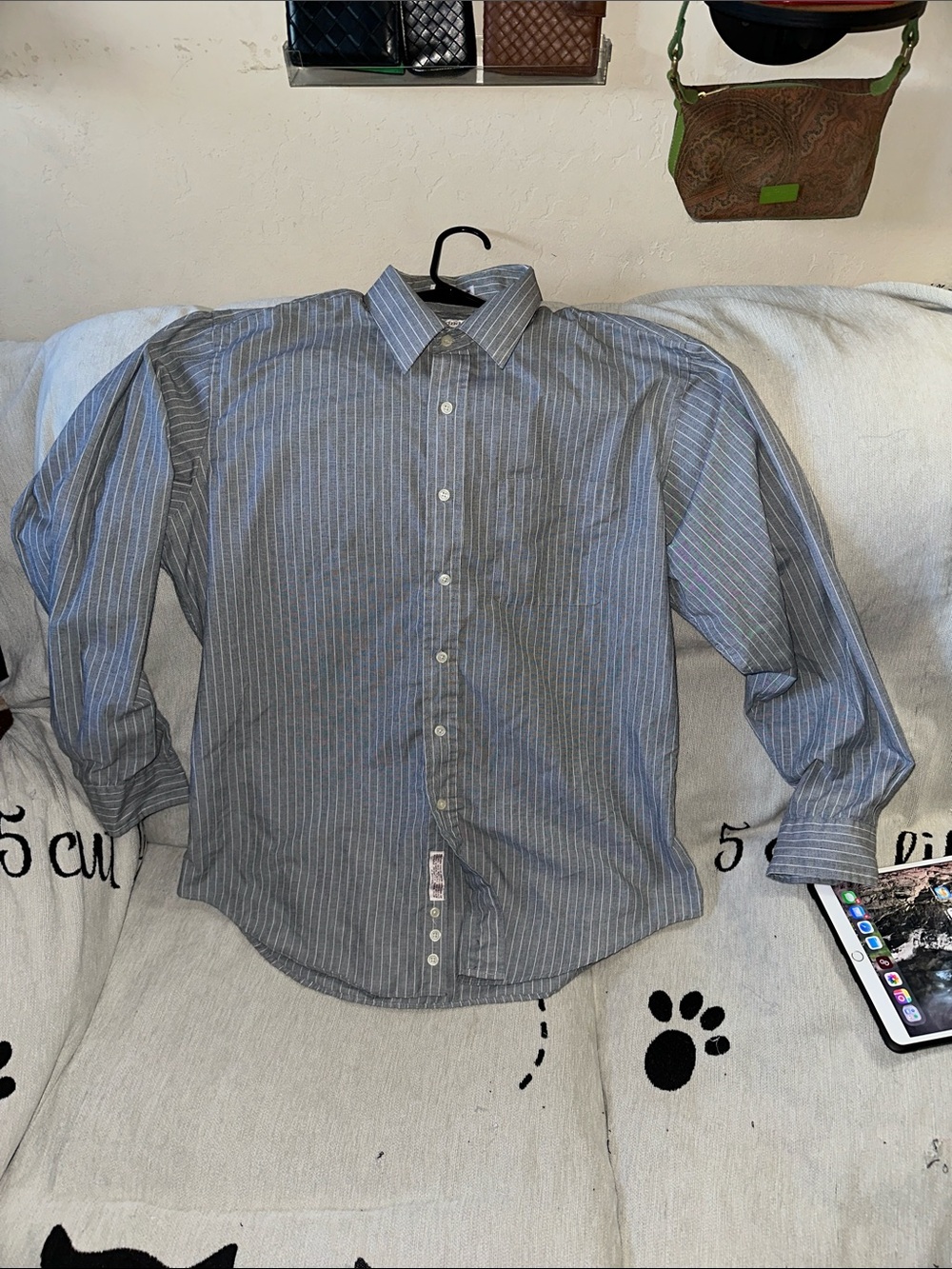 Windridge Mervyns 16.5 - 34/35 grey with white stripes button down
